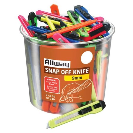 Allway 5 in. Snap-Off Utility Knife Assorted 50 pk K13-50